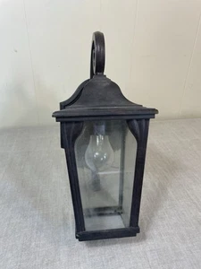 Hampton Bay Exterior Outdoor Wall Black clear Glass 120v Hardwire Porch Light - Picture 1 of 3