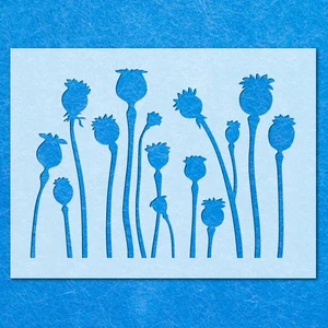Poppys Flowers Stencil: Mylar Airbrush Wall Art Painting Crafts - 190 Micron - Picture 1 of 11