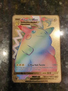 Pikachu VMAX Rainbow Gold Pokémon Card Collectible/Gift/Display - Picture 1 of 2