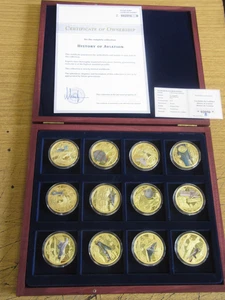 History of Aviation Complete Set 24k Gold Layered Windsor Mint Boxed Coins - Picture 1 of 15