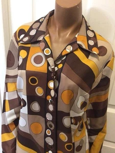 Vintage 70s Alex Coleman Retro Psychedelic Mod Hippie Shirt Blouse - Picture 1 of 8