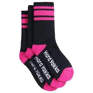 6 Pairs X Hard Yakka Womens Bamboo Work Socks Black/Pink 3-8 - Picture 1 of 5