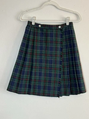 IMP For Girls Green Plaid Pleated Wool Wrap Skirt Girls Size 12 School Uniform - Image 1 of 4