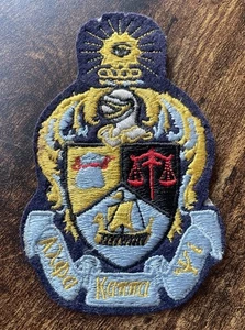 Vintage Alpha Kappa Psi Fraternity Patch Blue Gold Greek Crest Embroidered - Picture 1 of 2