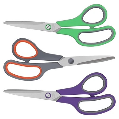 3 Pack All Purpose Scissors, 8.3 Stainless Steel Scissor With Ergonomic - Image 1 of 4