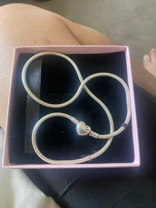Pandora Moments Heart Clasp Snake Chain Necklace - Picture 1 of 6