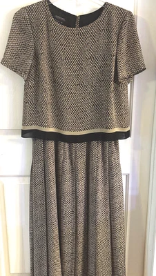 Cynthia Howie for Maggy Boutique 女式 14 码棕色黑色衬衫连衣裙打褶 — 第 1/4 张图片