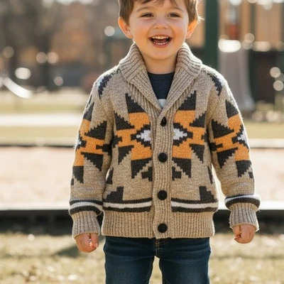 Oshkosh B'Gosh Southwestern Cardigan Boys Size 2T Tan Aztec Western Sweater - Image 1 of 4
