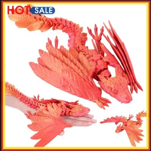 3D Printed Dragon Articulated Fidget Toys for Home Office Decor (Red Gold) - Bild 1 von 12