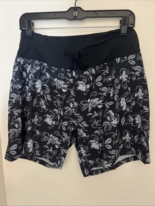 NWT Women’s Baleaf Swim Trunks With Liner Black & Gray Floral SZ. M Board Shorts - Picture 1 of 3