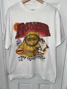 RARE Vintage 1995 Houston Rockets NBA Finals Taz Basketball Shirt Sz Large - Bild 1 von 9