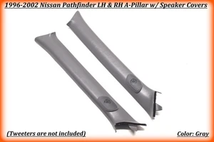 96–02 Nissan Pathfinder A-Pillar Trim Pair L+R OEM w/ Speaker Covers Gray - Picture 1 of 9