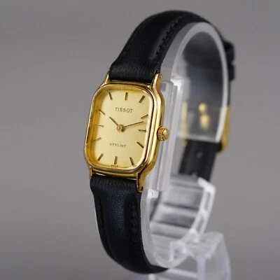 Tissot stylist Women's Watch  Gold 18mm Vintage New Battery New Leather Band - image 1 of 4