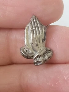 Vintage Bell Trading Post Sterling Silver Praying Hands Lapel Pin (B)  5/8"t - Picture 1 of 7