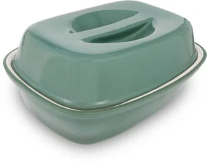Bräter mit Deckel 3 L hochwertige Keramik Bratpfanne Auflaufform 33x25x14cm grün - Bild 1 von 3