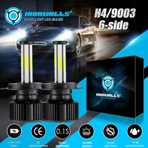 6-sides 9003 H4 LED Headlight Kit High Low Beam Bulbs 2800W 6000K White 360000LM - Picture 1 of 12