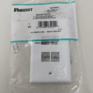 New Panduit Netkey NK4FNWH 4 Position White Plastic Faceplate - Picture 1 of 6