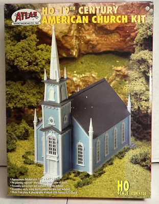 Atlas HO Scale Model Kit  Item # 708 19th Century American Church in Box - Image 1 of 4