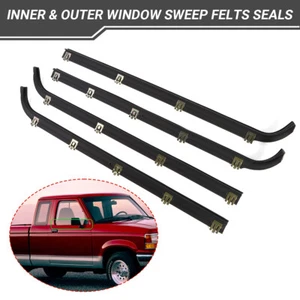 For Ford F150 F250 F350 87-96 Inner &Outer Truck Window Sweep Seals Weatherstrip - Foto 1 di 12