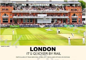 Póster Ferroviario Estilo Vintage London Lords Cricket Ground Estampado A4/A3/A2 - Imagen 1 de 1