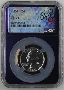 1961 Proof 25C Washington Silver Quarter NGC PF67 - Purple Core - Picture 1 of 2