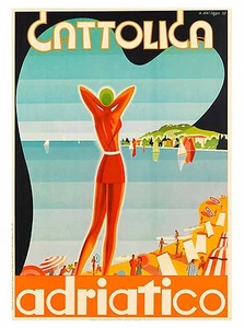 italy  Vintage Illustrated Travel Poster Print  art painting 90cm - Picture 1 of 3