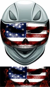 American flag skull helmet visor wrap tint vinyl graphic decal - Picture 1 of 1