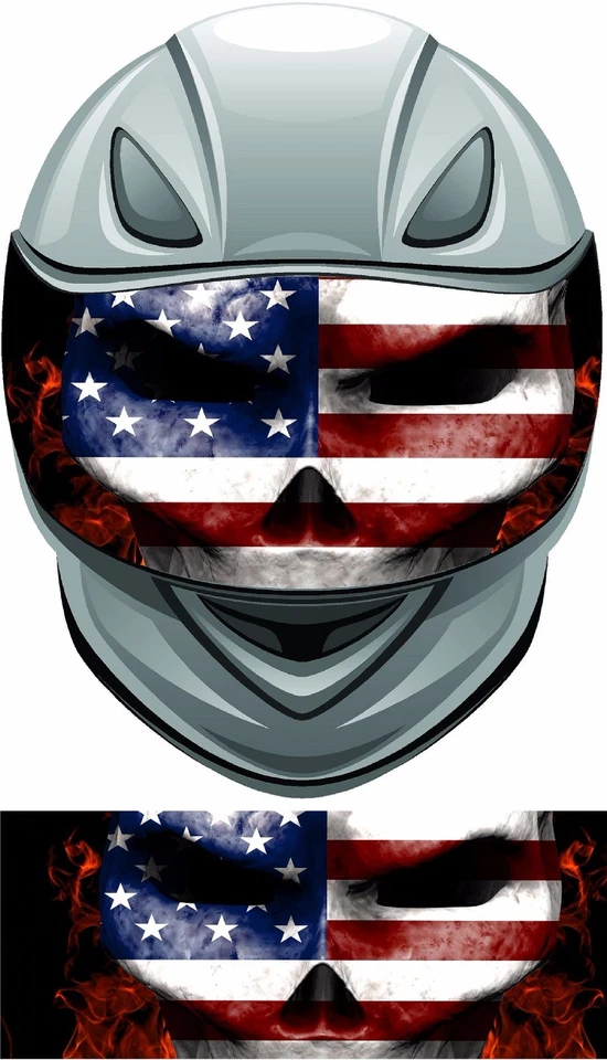 American flag skull helmet visor wrap tint vinyl graphic decal - Image 1 of 1