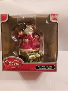 Adorno de Coca-Cola Navidad Santa Vidrio Soplado Caja Abierta Nuevo Hallazgo Estate de Coca-Cola - Imagen 1 de 8