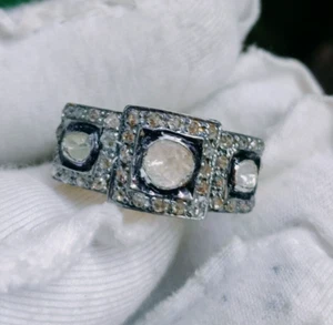 Polki Diamant Viktorianischer Ring Cocktailring 925 Silber Polki Diamond Ehering - Bild 1 von 4