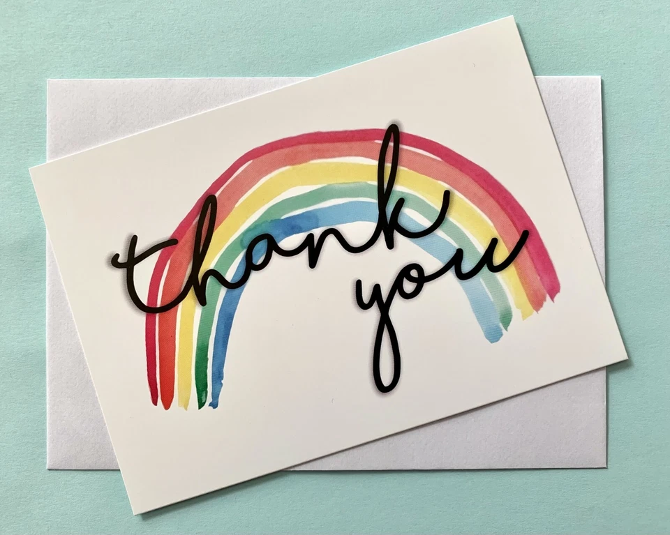Rainbow Design Thank You A6 Landscape Greetings Postcard Note Cards 1-100 Packs
