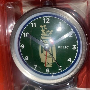 NEW Relic Desk Clock - Analog - Golf Bag On Face Silver - BRAND NEW IN BOX - - Picture 1 of 4