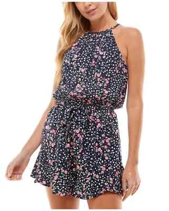 BEBOP Womens Navy Tie Deep Slit Back Sleeveless Halter Wide Leg Romper XXL NWT - Picture 1 of 7