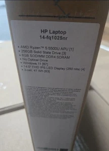 HP 14 Laptop, AMD Ryzen 5 5500U, 8 GB RAM, 256 GB SSD Storage, 14-inch Full HD D - Afbeelding 1 van 2