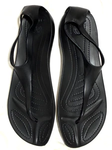 Crocs Sexi Serena Flip Flop Thong Womens Sandals Black Size 11 W Summer Beach - Picture 1 of 5