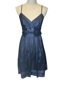 Anne Klein Vintage Silk Stripe Delicate Beautiful Dress With Bow Sz 4 Party Vaca - Picture 1 of 4