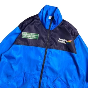 Benetton F1 Racing Team Nylon Jacket Blue Navy 90s Vintage XL Size - Picture 1 of 10