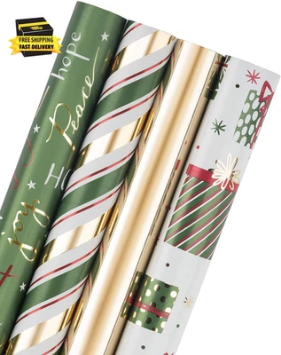 30 Inch Green Christmas Wrapping Paper Roll - Jumbo Roll Green Holiday Set with  - Image 1 of 4