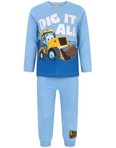 Conjunto de pijama JCB azul excavadora manga larga pierna larga niños - Imagen 1 de 11