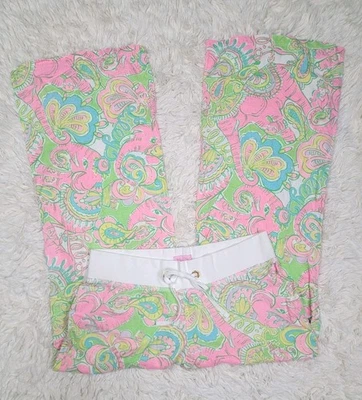 Pantalón Lilly Pulitzer The Beach Talla Grande 100% Lino Pierna Ancha Cordón Cintura R Foto 1 de 4