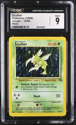 CGC 9 MINT Scyther 1999 Jungle 10/64 Holo Pokemon Card - Image 1 of 2
