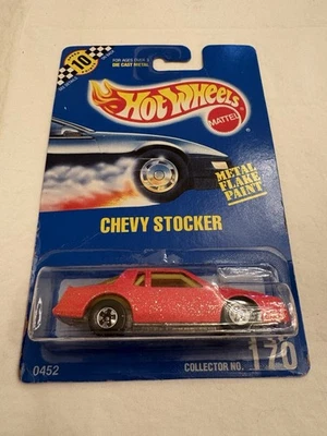 Tarjeta azul vintage 1990 Hot Wheels “Chevy Stocker” #170 ¡Escama de metal rosa!! Foto 1 de 3