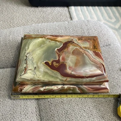 Marble Onyx Type Tray Box Lined - Image 1 of 4