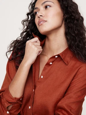 Camisa de lino Banana Republic The Everyday XS arcilla roja #709378 Foto 1 de 4