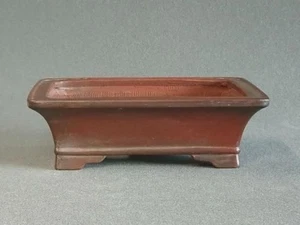 Japanese Bonsai Pot Tokoname BIGEI 6.5"(16.4cm) Brown Unglazed Rectangle G052 - Picture 1 of 4