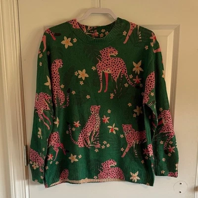 Suéter estampado leopardo verde y rosa Foto 1 de 4