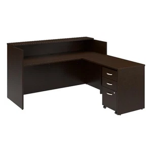 Arrive 72W x 72D L Reception Desk with Drawers in Mocha Cherry - Engineered Wood - Picture 1 of 11