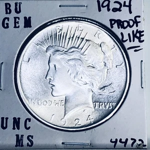 1924 P BU GEM PEACE SILVER DOLLAR UNC MS+++ U.S. MINT RARE COIN 4472 - Picture 1 of 3