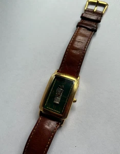 RARO DE COLECCIÓN Fossil Bolsa de Golf Edición Especial Reloj Tanque 25mm Dorado/Verde Analógico - Imagen 1 de 10