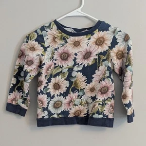 Posh Peanut Floral Navy Blue Long Sleeve Crewneck Cotton Sweatshirt Size 8Y - Picture 1 of 9